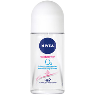 Pack de 3 - Nivea - Déodorant Bille Protection Longue Durée Fresh Flower O2 50ml