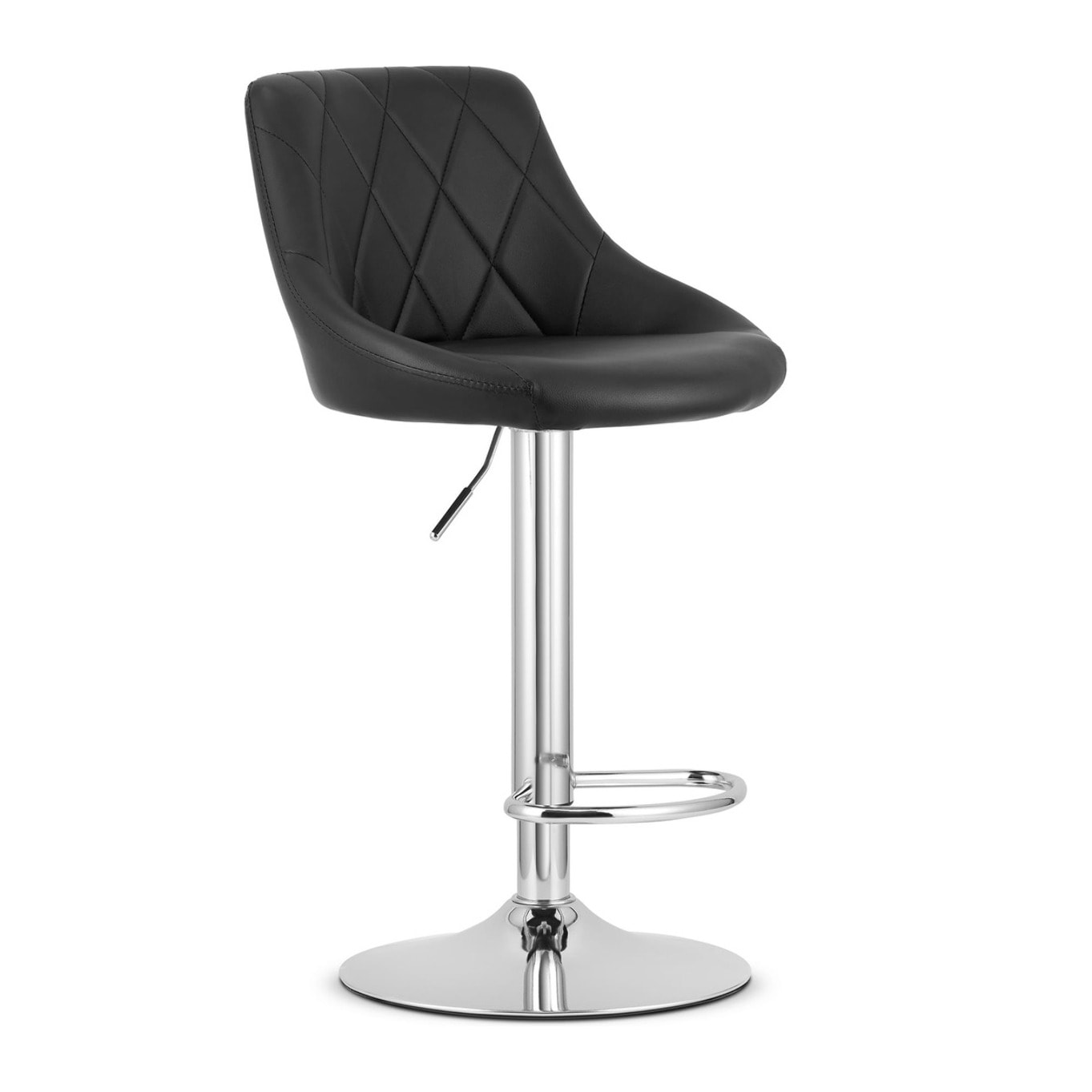 Set di 2 Sgabelli Bar Kast in Ecopelle Nera e Cromo