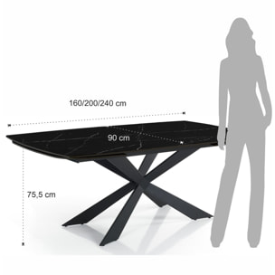 Tomasucci Table ovale extensible GEMY 160 en marbre noir - NOIR