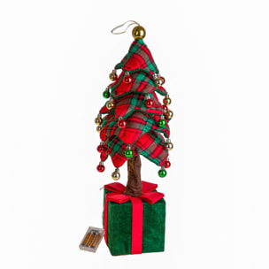 Albero con sfere pacco dono e led - Pezzi 1 - ROSSO - Bianchi Dino SpA