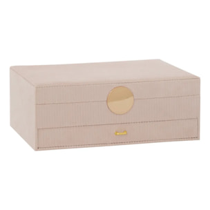 Boîte à bijoux Enya avec miroir 27,5x19x10cm beige