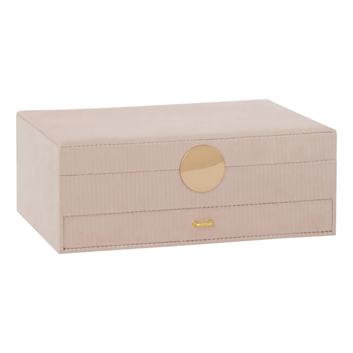 Boîte à bijoux Enya avec miroir 27,5x19x10cm beige