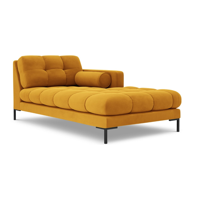 Méridienne droite "Bali" en velours jaune