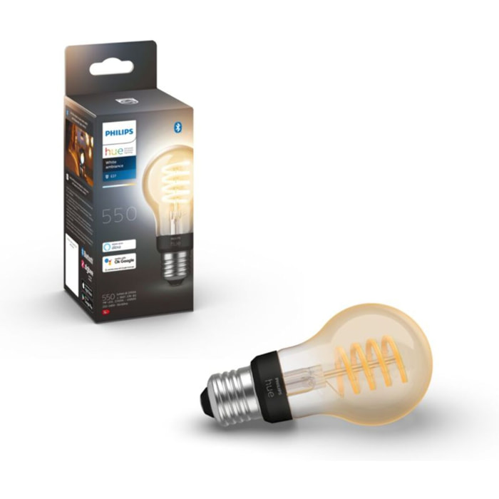 Ampoule LED connectée PHILIPS HUE White Ambiance E27 7W Filament