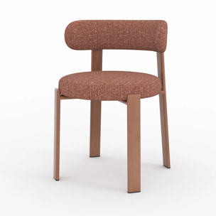 Lot de 2 chaises en tissu texturé brun canelle, pieds en métal - Aura