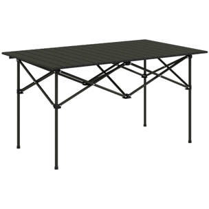 Mesa de Camping Plegable de Metal con Tapa Enrollable y Bolsa de Transporte Mesa de Picnic Portátil para Acampar Senderismo Playa Barbacoa 95x55x50 cm Negro