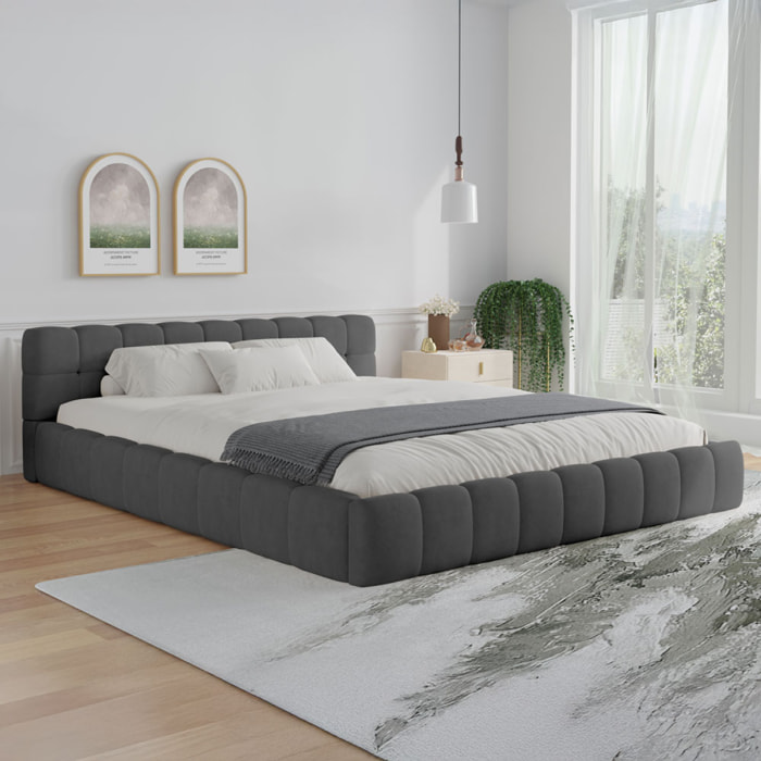 PRINCETON Lit nuage 140x190cm en velours gris