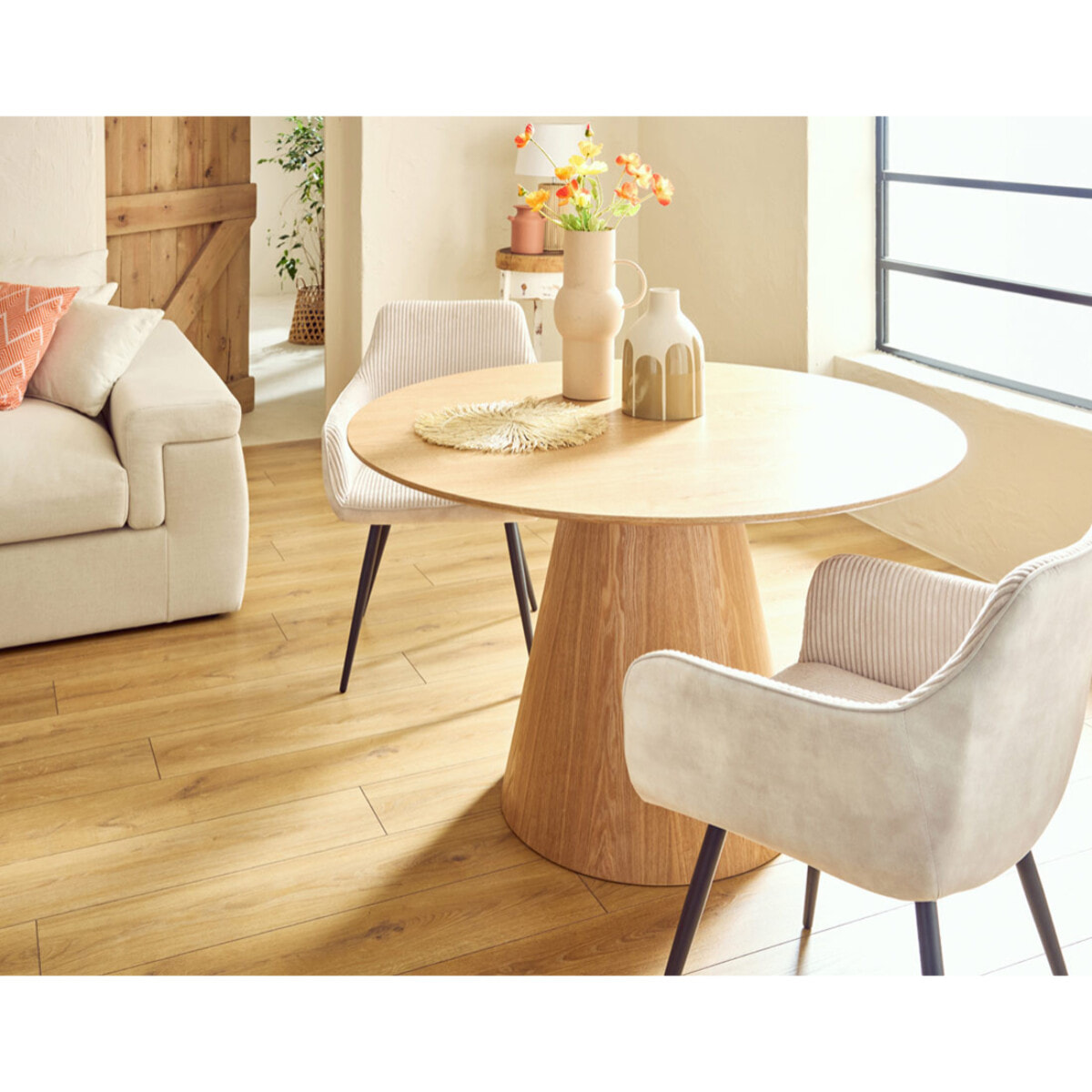Toledo - table à manger ronde - effet bois - 120 cm - 4 à 6 personnes - Bois