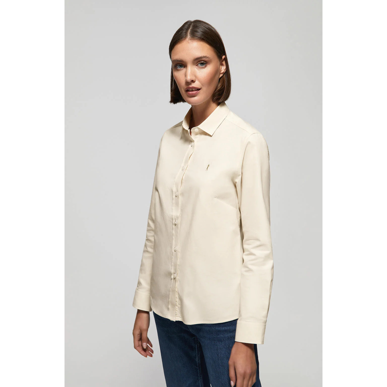 Camicia Oxford Regular fit beige con logo Rigby Go