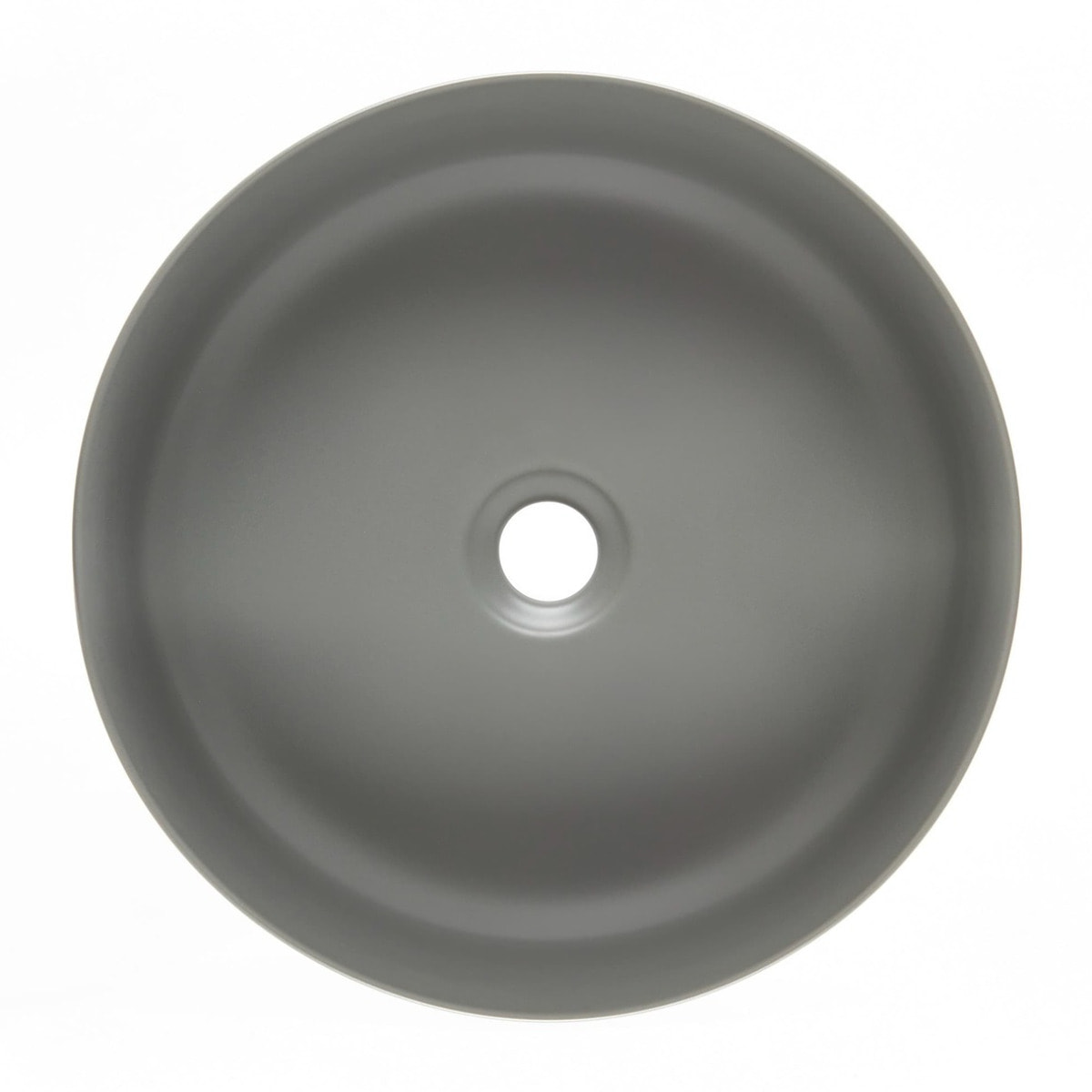 Vasque à poser ronde en céramique diamètre 39 cm - gris mat - sans trop-plein - SAT Infinitio