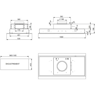 Hotte plafond ROBLIN CONFIDENCE 1000 N/M