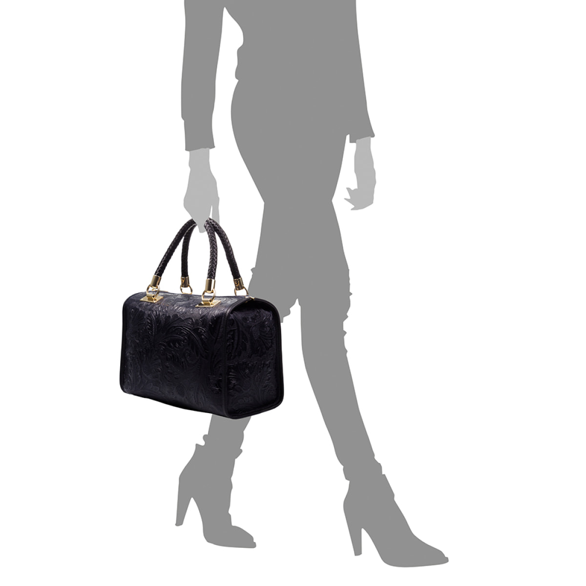 Catena Bolso tote Mujer.Piel auténtica Gamuza Grabado Arabesco