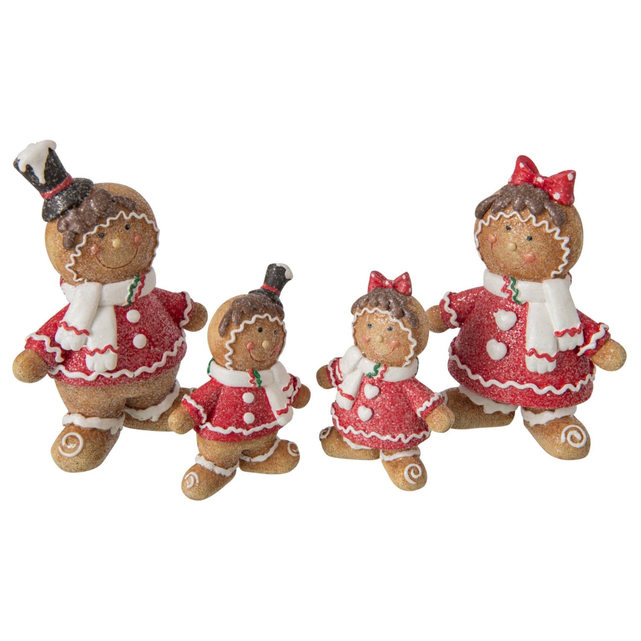 J-Line Pain d’épice - polyrésine - rouge Noël/beige - large - assortiment de 2