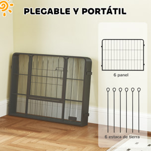 Parque para Perros de 6 Paneles de 60 cm de Altura, Vallas para Perros de Acero Plegable, con Puerta, para Interior y Exterior, Negro