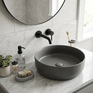 Vasque à poser ronde diamètre 39 cm - gris mat - sans trop-plein - SAT Infinitio
