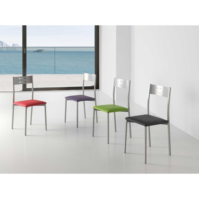 Set de 4 sillas – Polipiel lisa con diseño minimalista