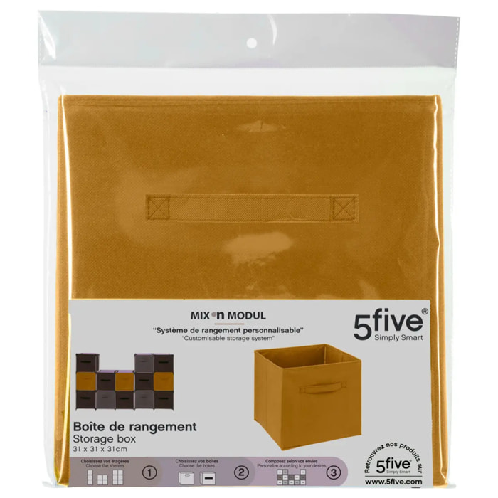 Panier tissu 31x31cm "Mix N' Modul" jaune moutarde