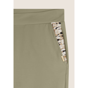 Pantaloni in jersey con apertura tasche animalier