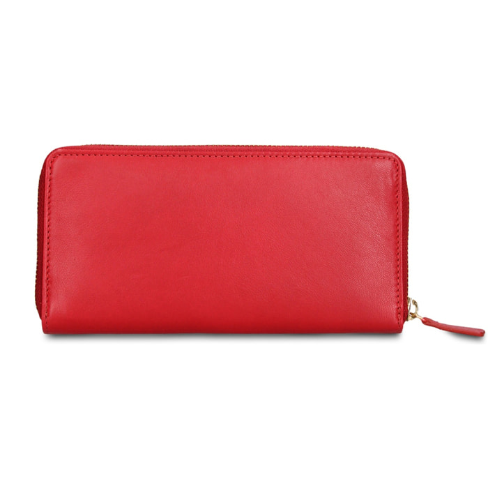 Portafoglio donna in vera pelle - Modello Eridana Plus - Con zip - 19.0 x 9.5 x 2.0 cm