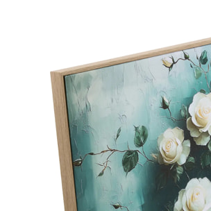 Toile imprimée fleurs 40x40cm bleu