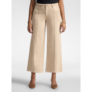 Elena Mirò - Pantalones palazzo cropped de talle alto - Beige