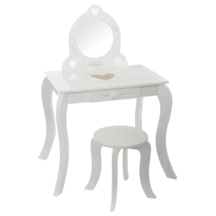 Coiffeuse et tabouret "Demoiselle" enfant blanc L71,5cm