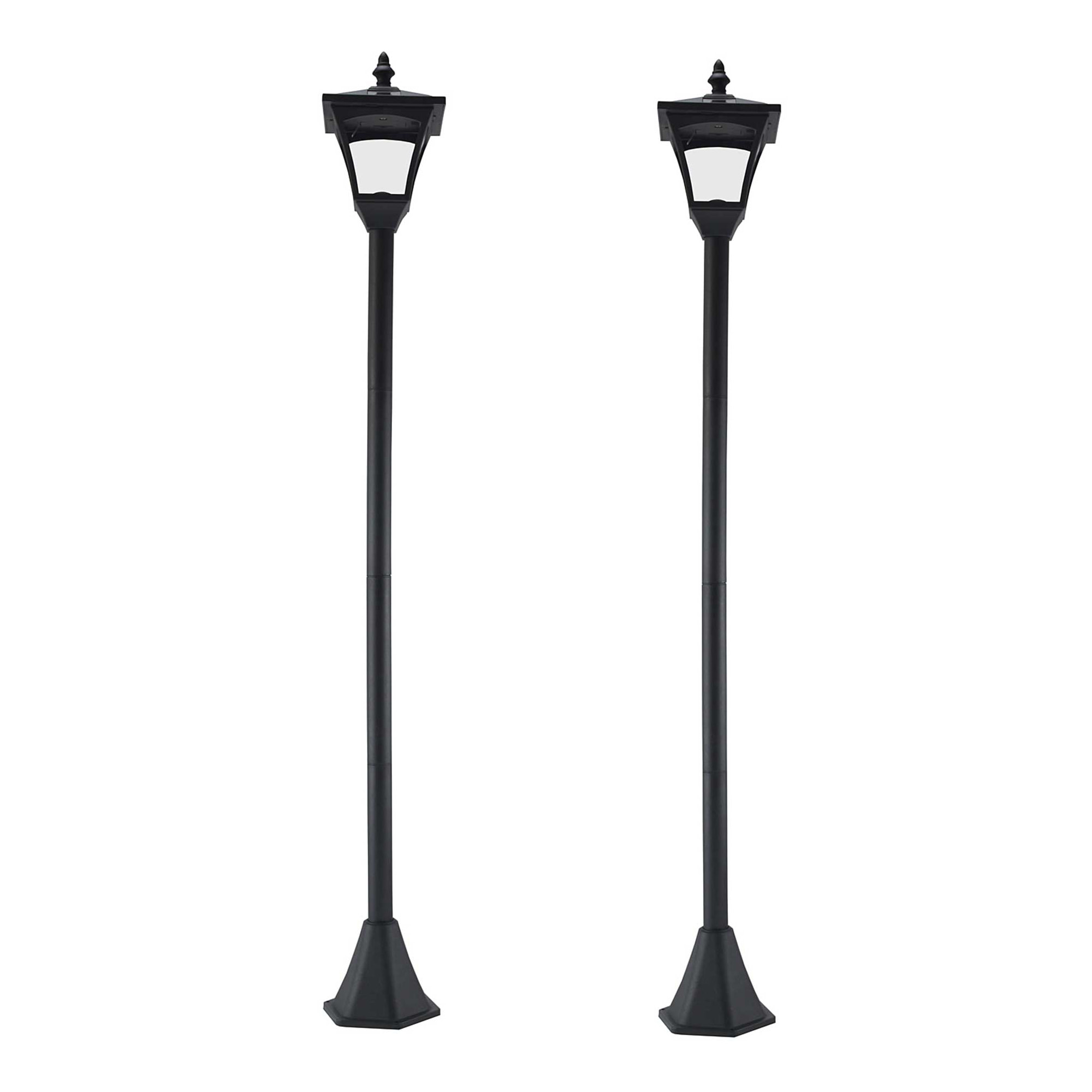 Conjunto de 2 Farolas Solares Luces de Solar para Jardín con Paneles Solares Luces LED Inteligentes y Protección al Ambiente para Terraza Patio 15x15x120 cm Negro