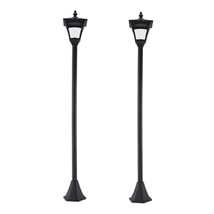 Conjunto de 2 Farolas Solares Luces de Solar para Jardín con Paneles Solares Luces LED Inteligentes y Protección al Ambiente para Terraza Patio 15x15x120 cm Negro