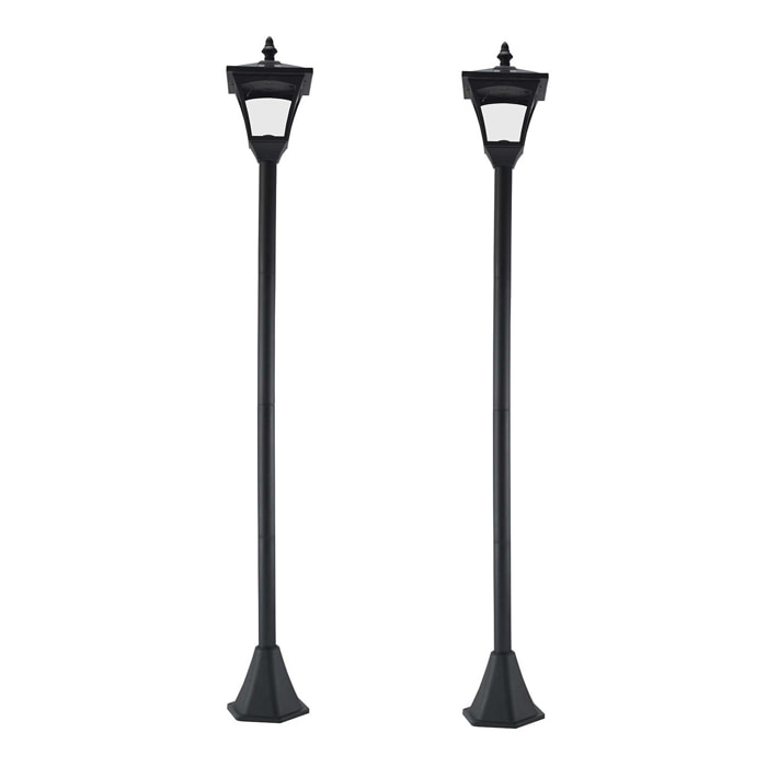 Conjunto de 2 Farolas Solares Luces de Solar para Jardín con Paneles Solares Luces LED Inteligentes y Protección al Ambiente para Terraza Patio 15x15x120 cm Negro