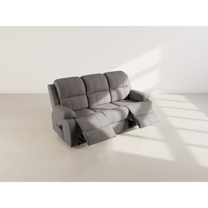 Armand - Canapé 3 places relax électrique en velours côtelé - Gris