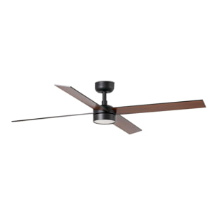 RUDDER L 4 LED Ventilatore a soffitto nero/noce TUYA