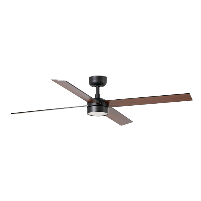 RUDDER L 4 LED Ventilatore a soffitto nero/noce TUYA