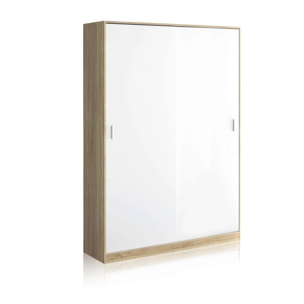 Armario de puertas correderas en blanco mate y roble canadian 120x200 cm Show Blanco Artik (Blanco Mate) - Roble Canadian