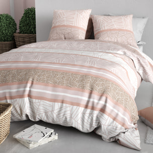 Parure housse de couette imprimé 100% coton - trine - blush