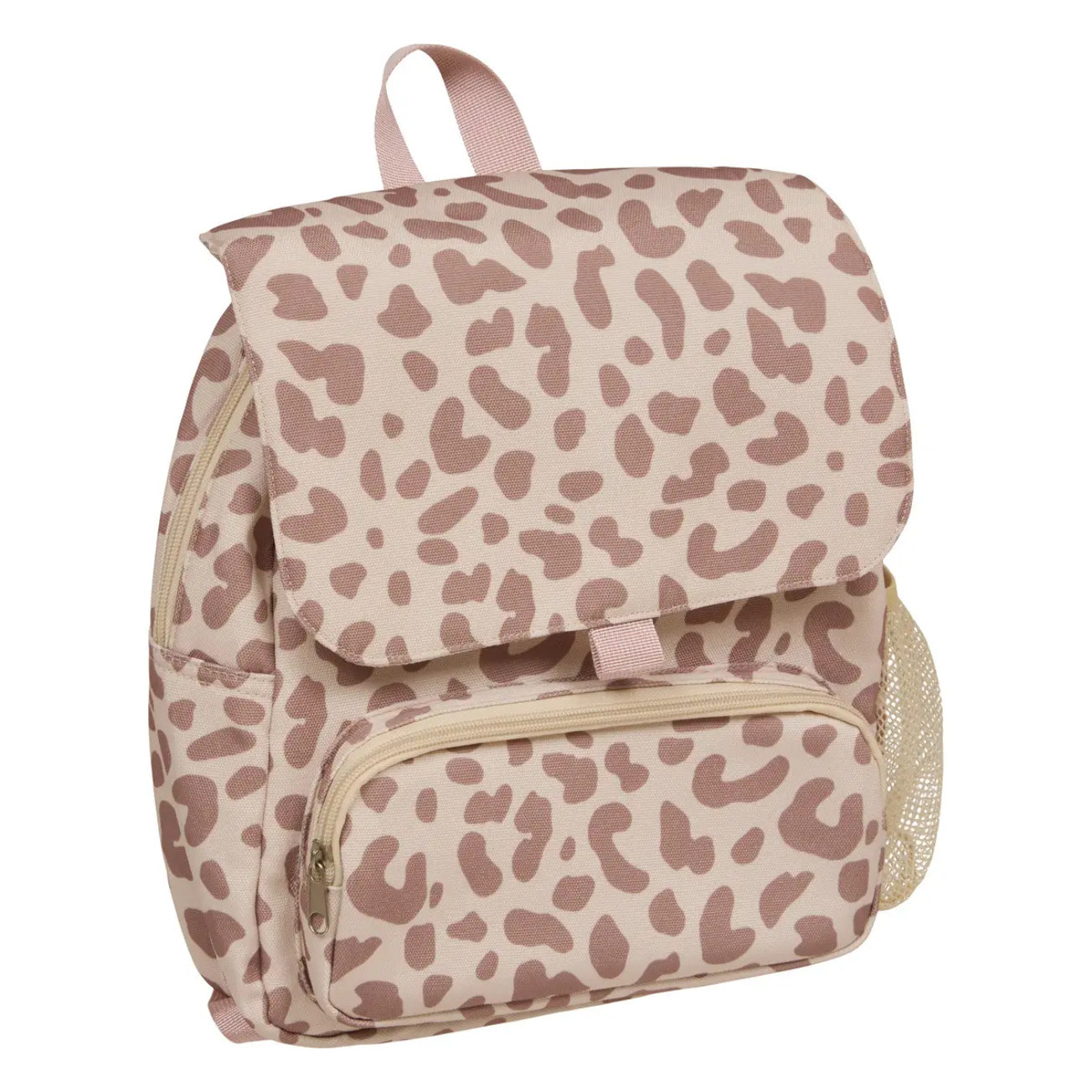 Sac à dos enfant Basco avec pochette isolante 6L motif félin beige et rose