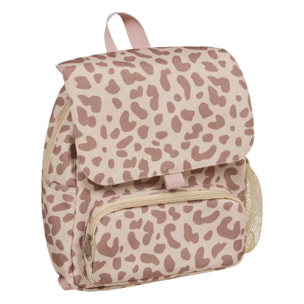 Sac à dos enfant Basco avec pochette isolante 6L motif félin beige et rose