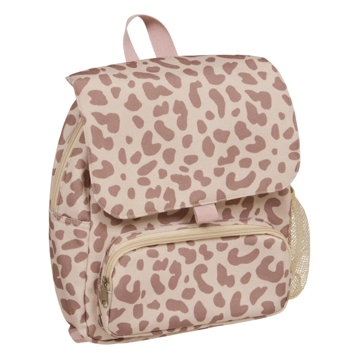 Sac à dos enfant Basco avec pochette isolante 6L motif félin beige et rose