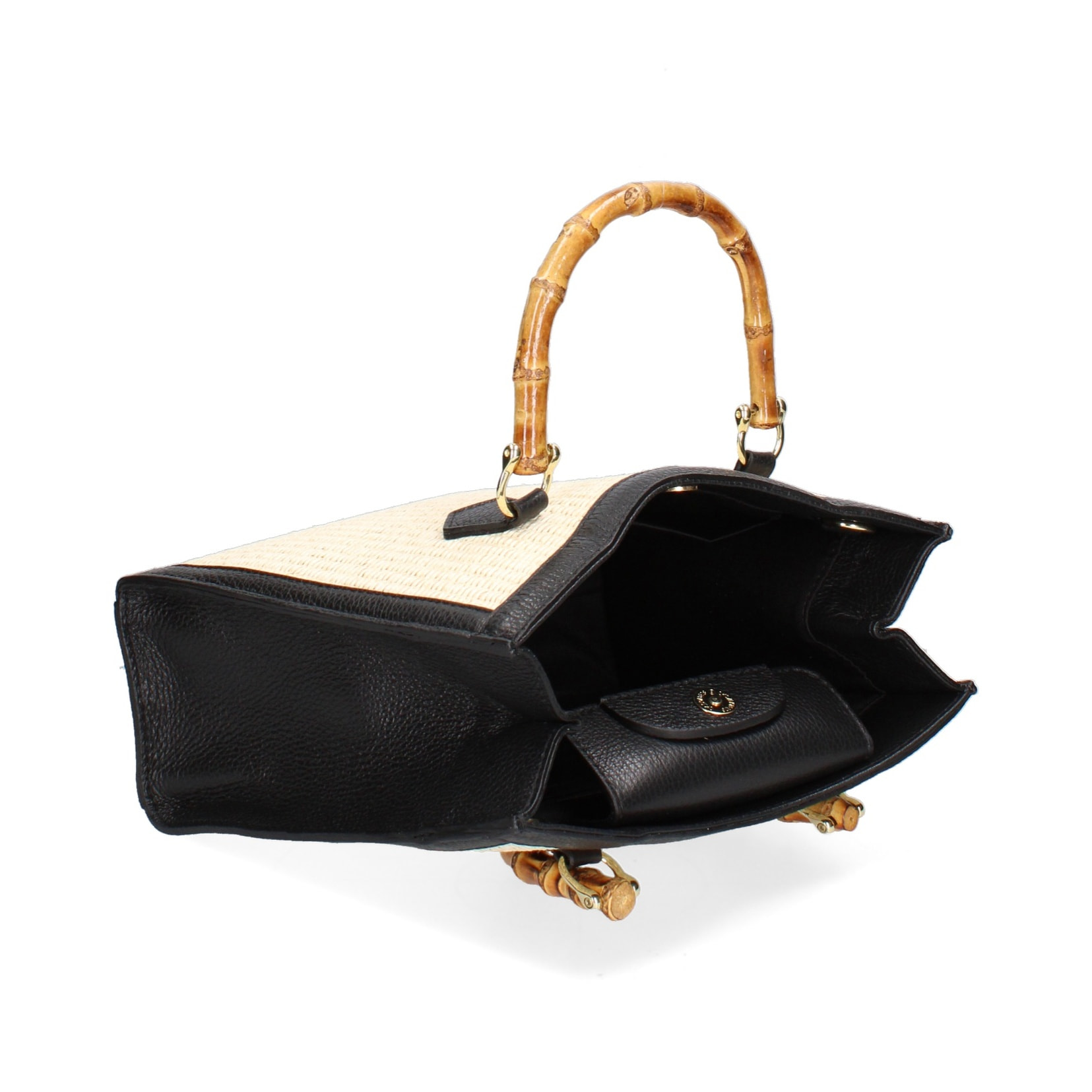 Borsa a mano da donna - Modello Aella - Paglia e Vera Pelle - 25.0 x 27.0 x 9.0 cm