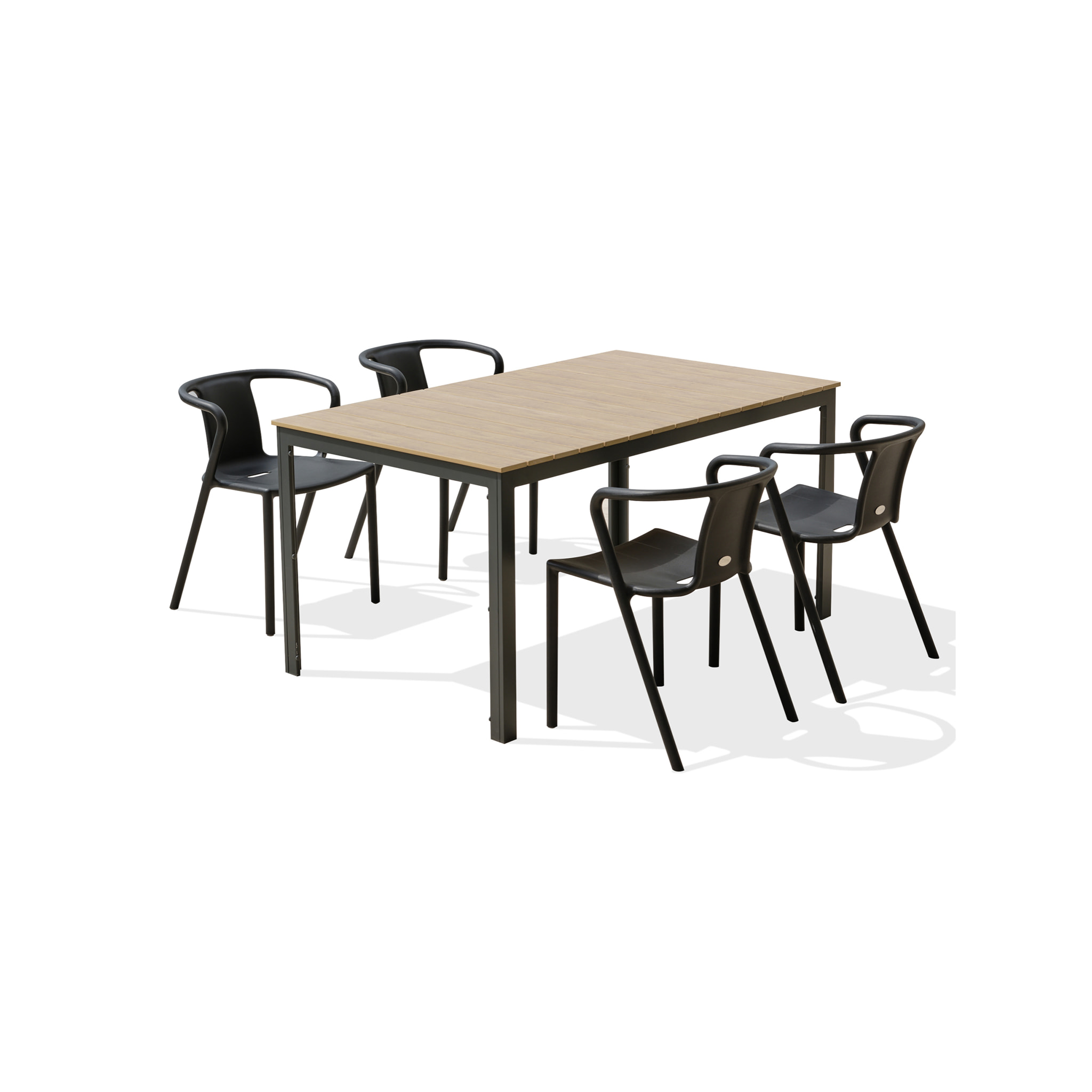 BOSTON - Ensemble repas de jardin 4 places en aluminium gris anthracite