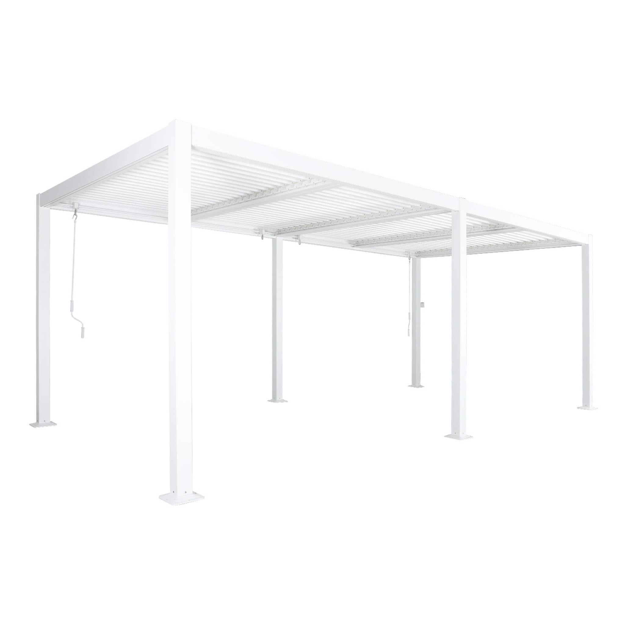 Pergola bioclimatique blanc. aluminium et acier. 3x6m. lames orientables