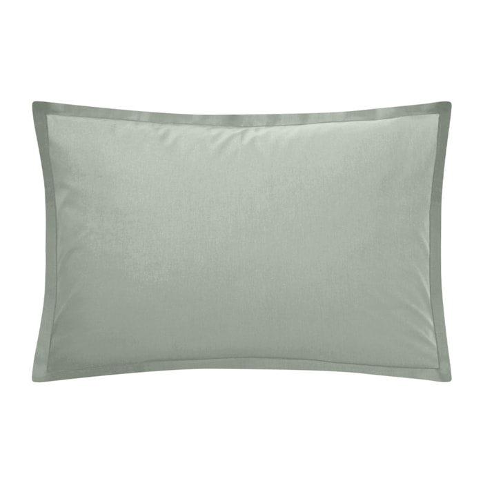 Taie d'oreiller unie en coton, Made in France, TOUT DOUX , Vert Aloe
