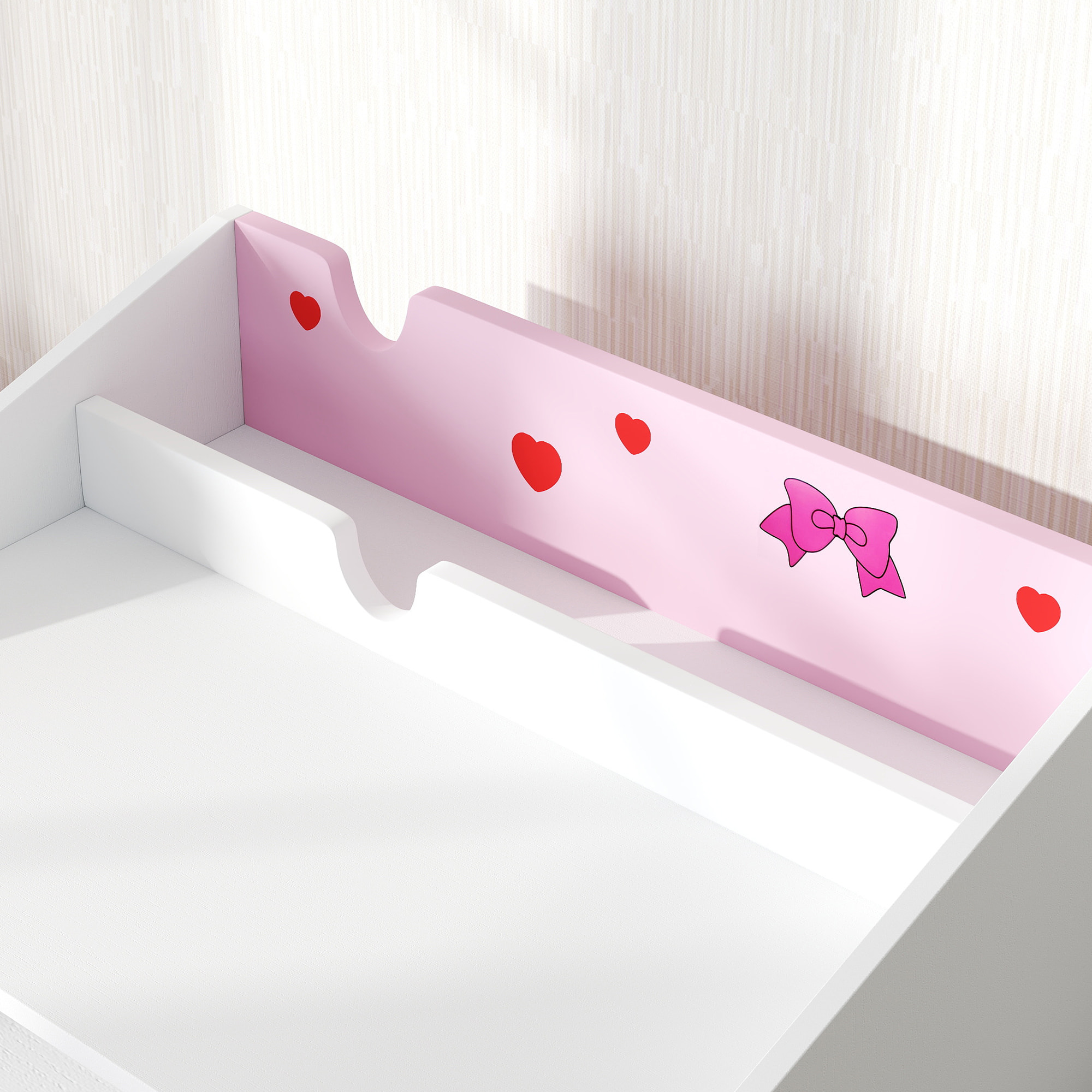 Juego de Escritorio y Silla para Niños de +3 Años Pupitre Infantil con Cajón Extraíble y Compartimento para Dormitorio Sala Estudio Rosa y Blanco