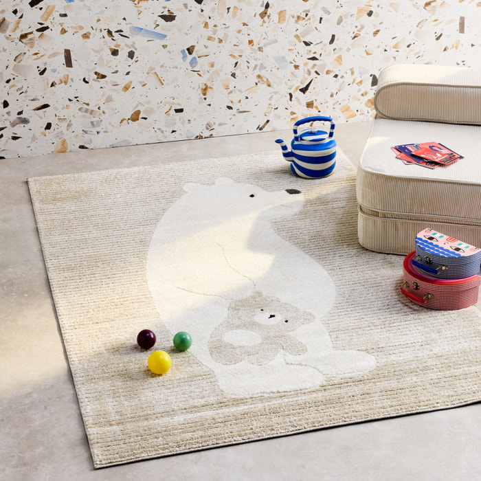 Tapis intérieur enfant beige créme oursons RYAN