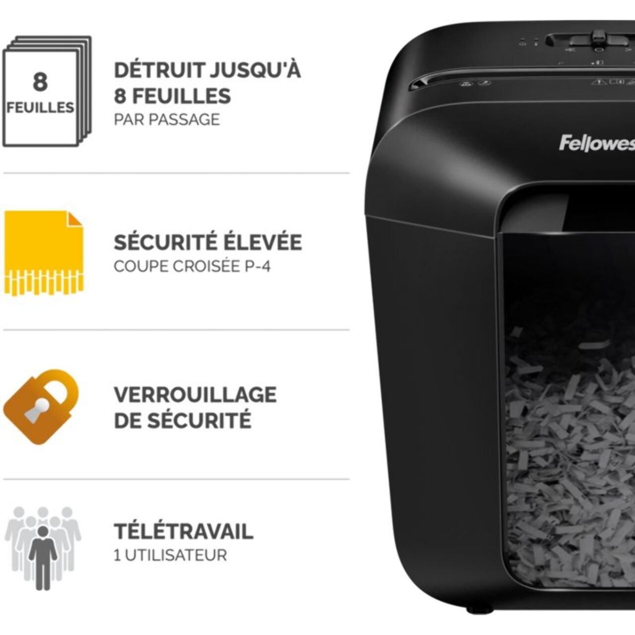 Destructeur FELLOWES MICROSHRED LX45 NOIR