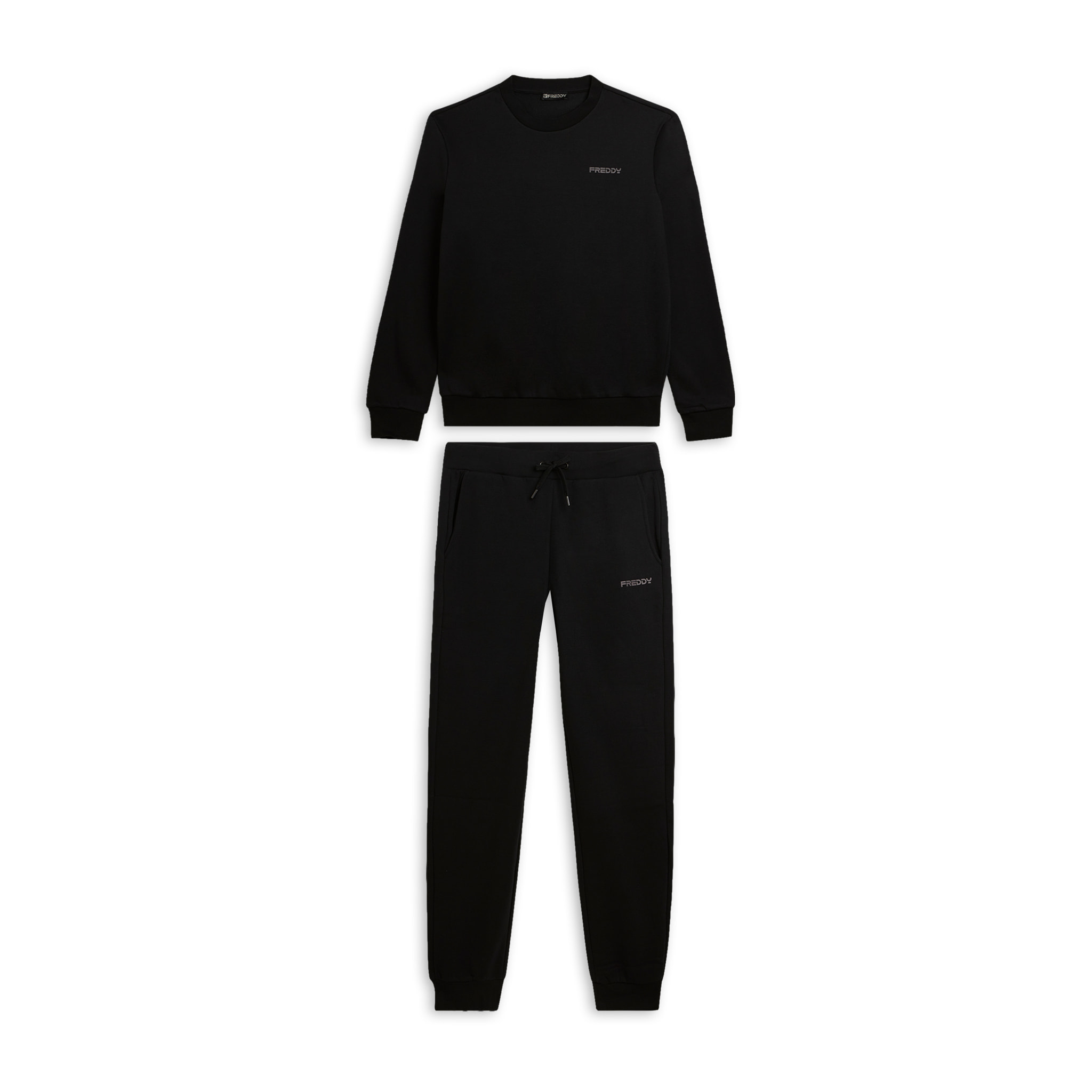 Tuta uomo felpa garzata con girocollo e fondo a costine