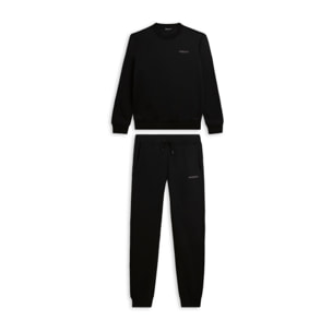 Tuta uomo felpa garzata con girocollo e fondo a costine