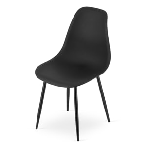 Sedia WAT moderna nera con gambe in metallo