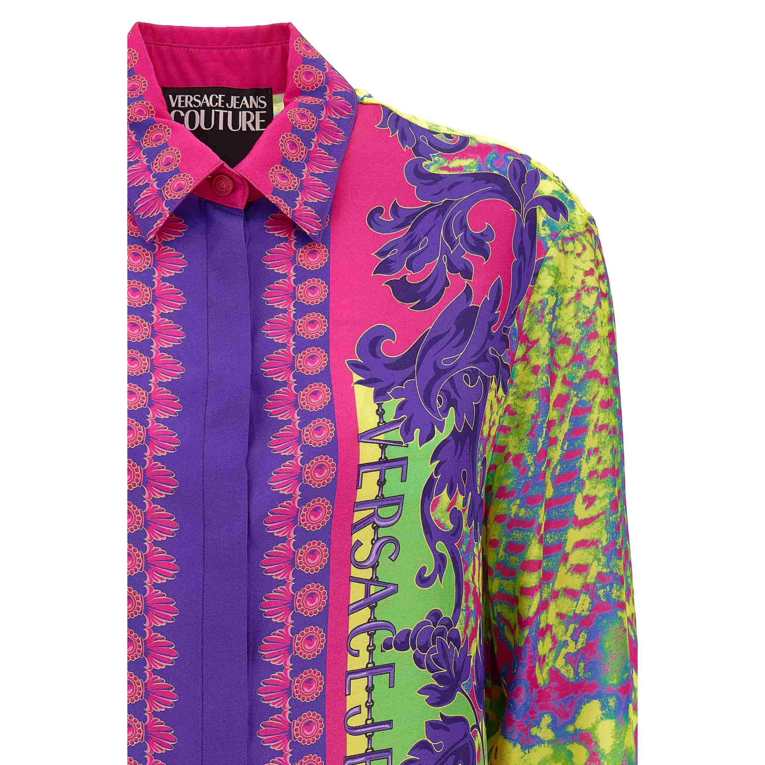 Versace Jeans Couture camicia da donna multicolor con stampa animalier barocca