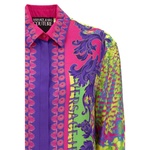 Versace Jeans Couture camicia da donna multicolor con stampa animalier barocca