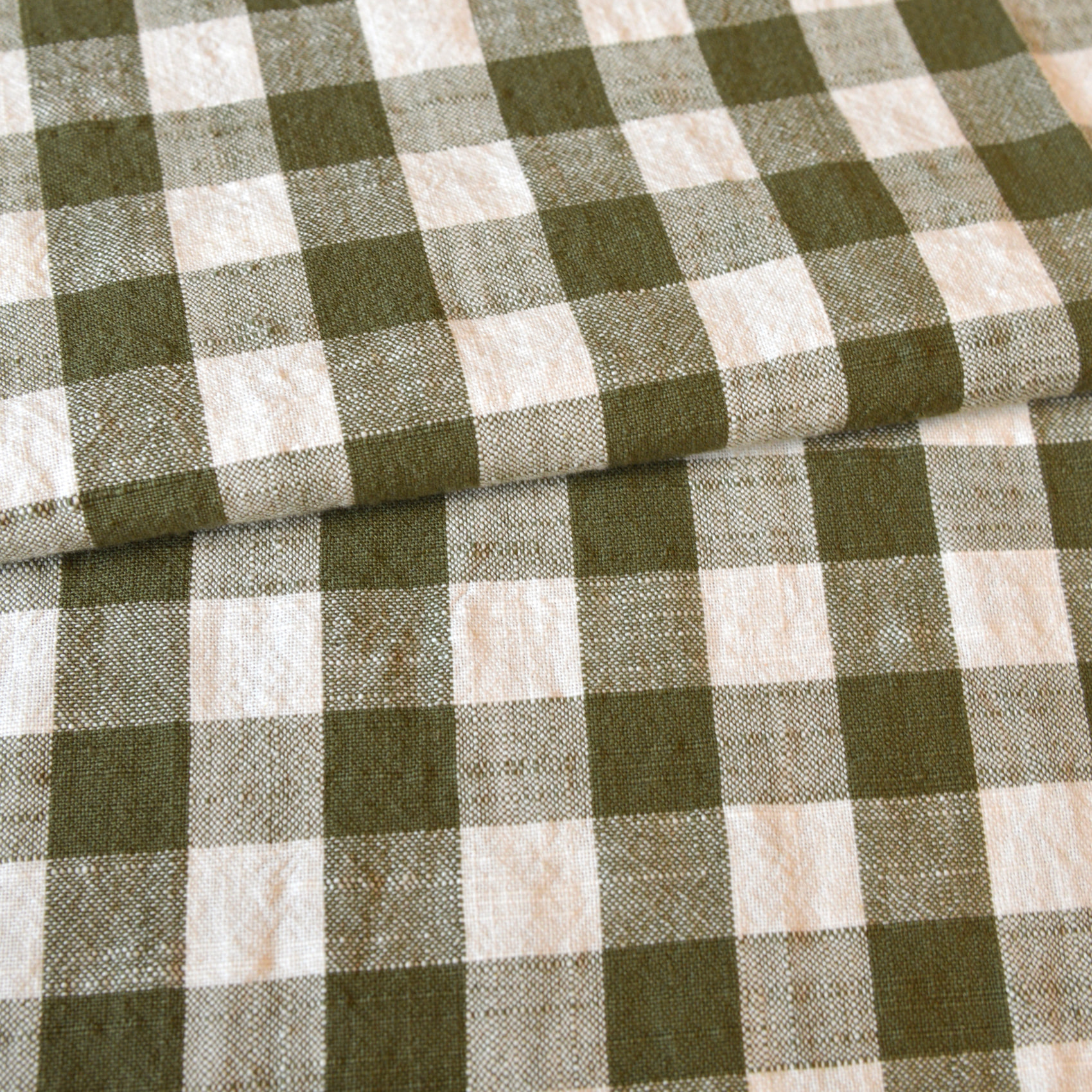 Tissu 100% coton Vichy LOURMARIN - Kaki